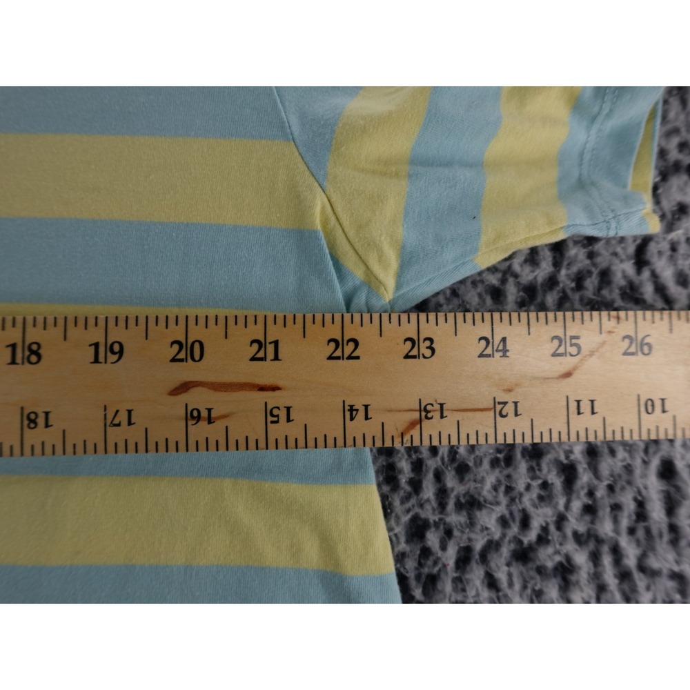 Guess Originals Striped T Shirt Yellow Blue Daisy Logo Short Sleeve Mens L - Picture 4 of 8